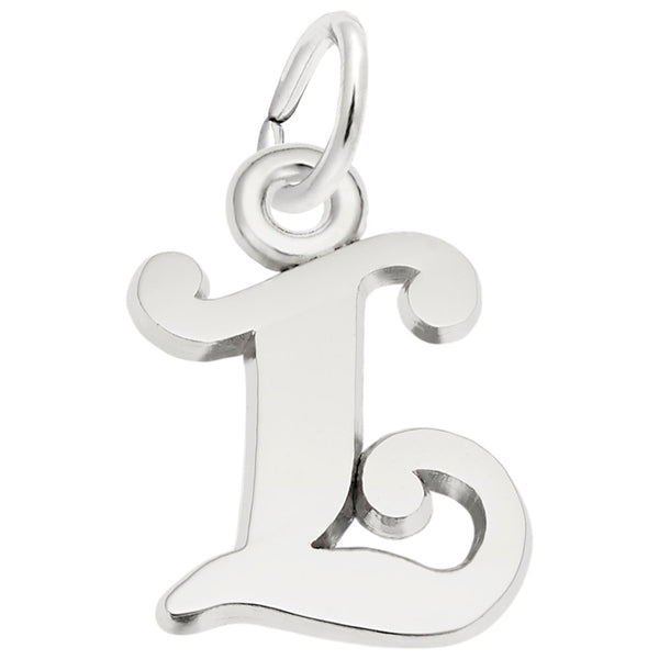Sterling Silver Curly Initial L Accent Charm