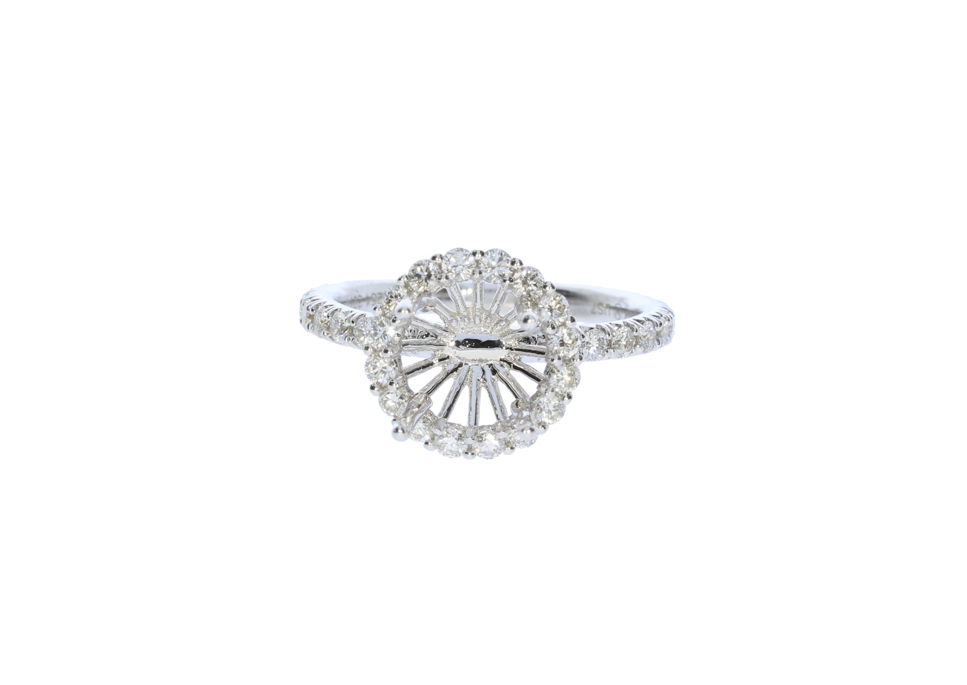 Ladies White Gold Round Halo Semi-Mount Engagement Ring - Diamond Semi-Mount Rings