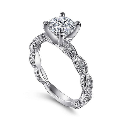 Gabriel & Co White Gold  Vintage Inspired Semi-Mount Engagement Ring