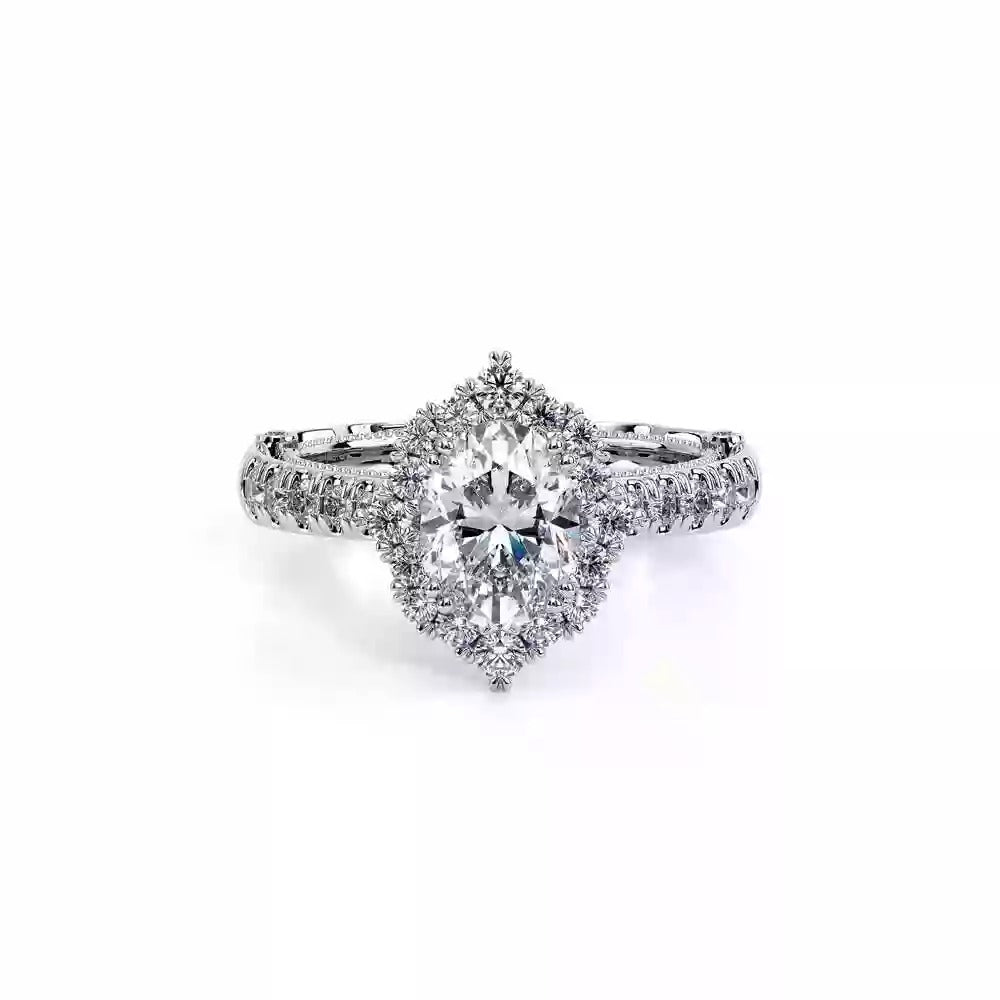 Verragio White Gold Venetian Oval Floral Halo Semi-Mount Engagement Ring