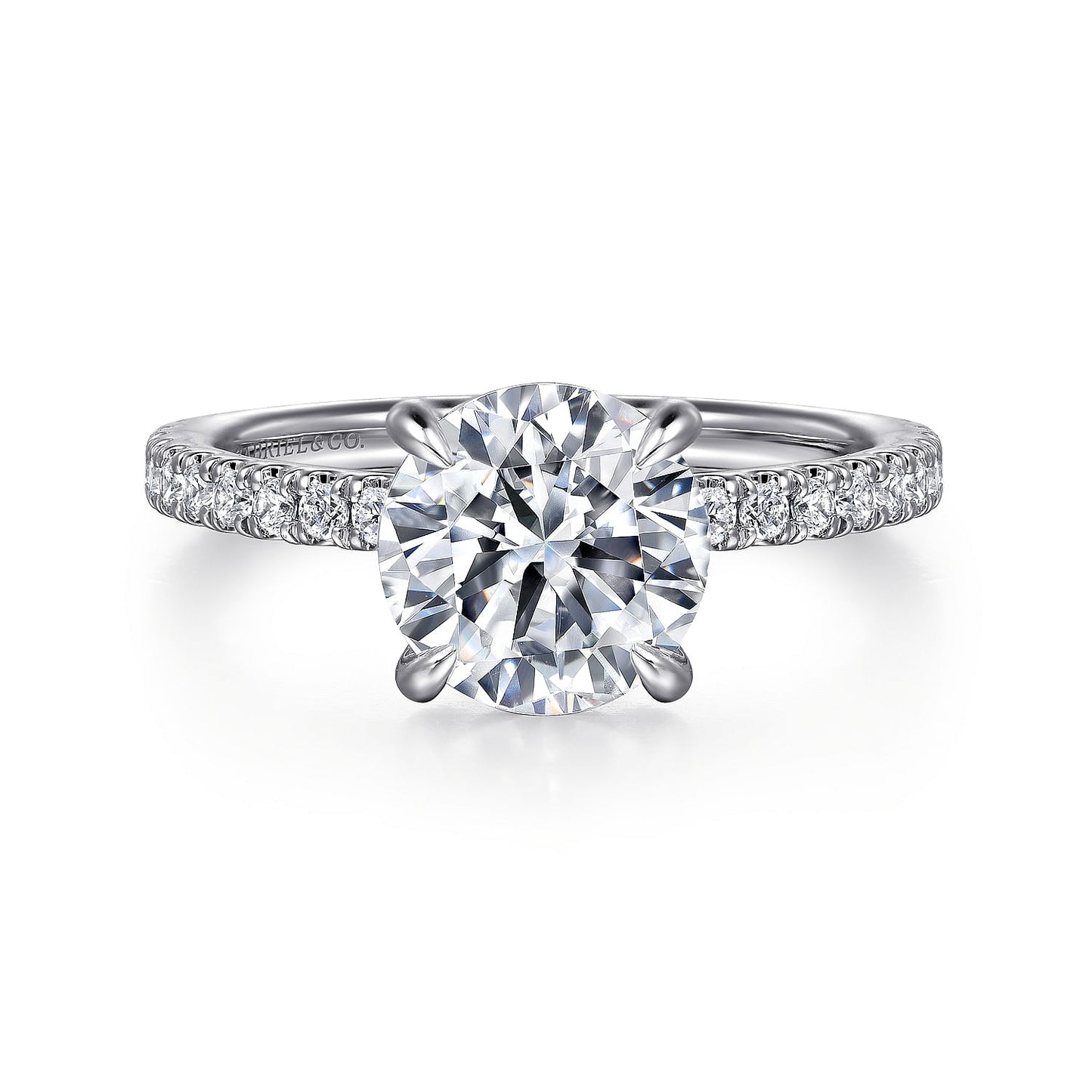 Gabriel & Co. 14 Karat White Gold Round Hidden Halo Diamond Semi-Mount Engagement Ring