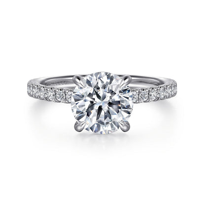 Gabriel & Co. 14 Karat White Gold Round Hidden Halo Diamond Semi-Mount Engagement Ring