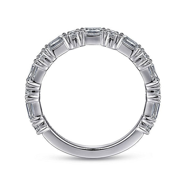 Gabriel & Co White Gold Baguette and Round Diamond Band