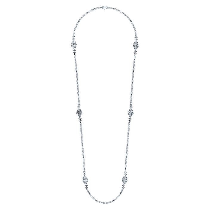 Gabriel & Co Sterling Silver Filigree Bead Station Necklace - Silver Necklace