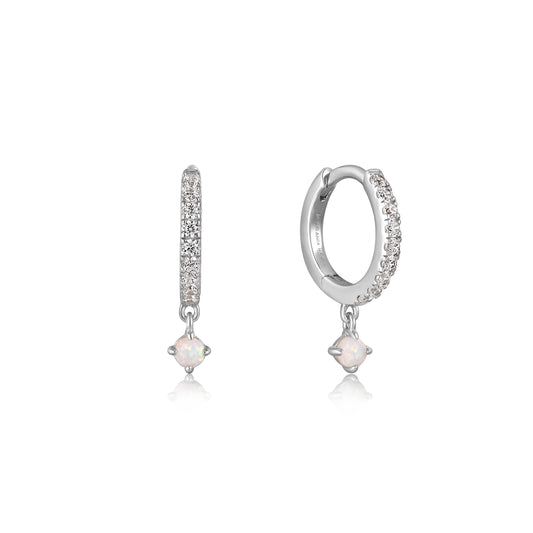 Ania Haie Sparkle Kyoto Opal Drop Huggie Hoop Earrings - Silver Earrings