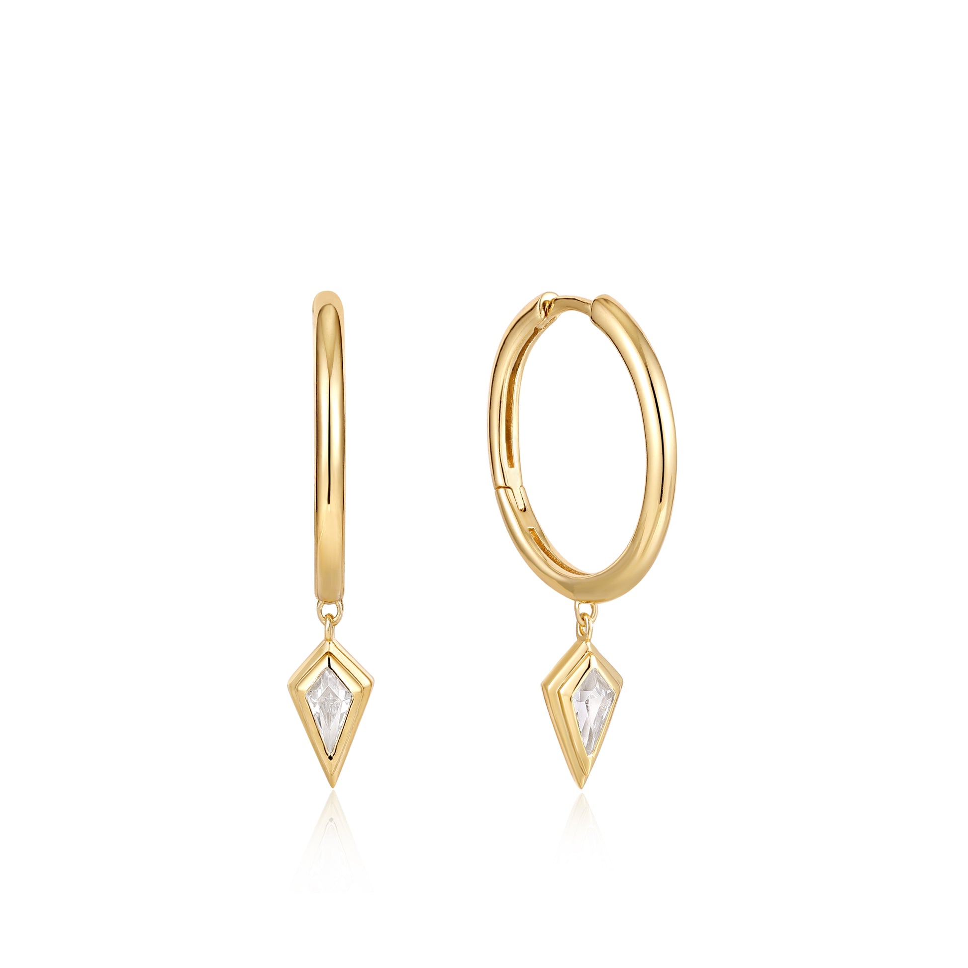 Ania Haie Gold Sparkle Drop Pendant Hoop Earrings - Silver Earrings