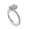 Gabriel & Co. 14 Karat White Gold Emerald Cut Semi-Mount Engagement Ring
