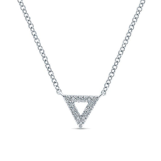 Gabriel & Co White Gold Diamond Pave Triangle Pendant Necklace