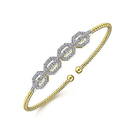 Gabriel & Co Bujukan Beaded Cuff with Diamond Pave Links - Diamond Bracelets