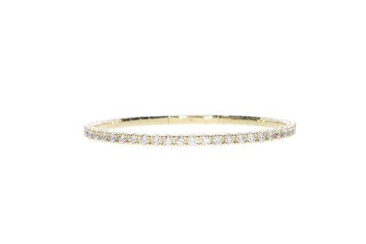 Ladies Yellow Gold Five Carat Flexible Diamond Bangle Bracelet - Diamond Bracelets