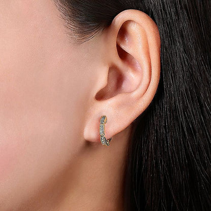 Gabriel & Co. Yellow Gold Segmented Diamond Huggies - Diamond Earrings