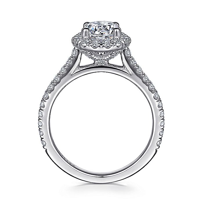 Gabriel & Co. 14 Karat White Gold Round Halo Semi-Mount Engagement Ring - Diamond Semi-Mount Rings