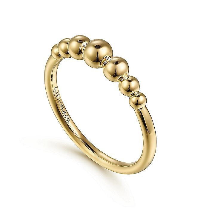 Gabriel & Co.Yellow Gold Graduating Bujukan Bead Ring