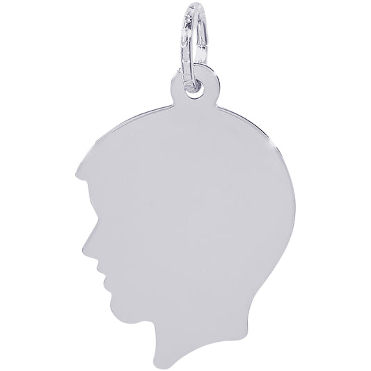 Rembrandt Flat Boy Head Silhouette Charm - Silver Charms