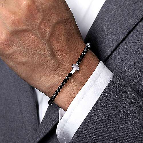 Cross Cuff Bracelet for men - 925 Sterling Silver Open Bangle with eng –  All-For-Men