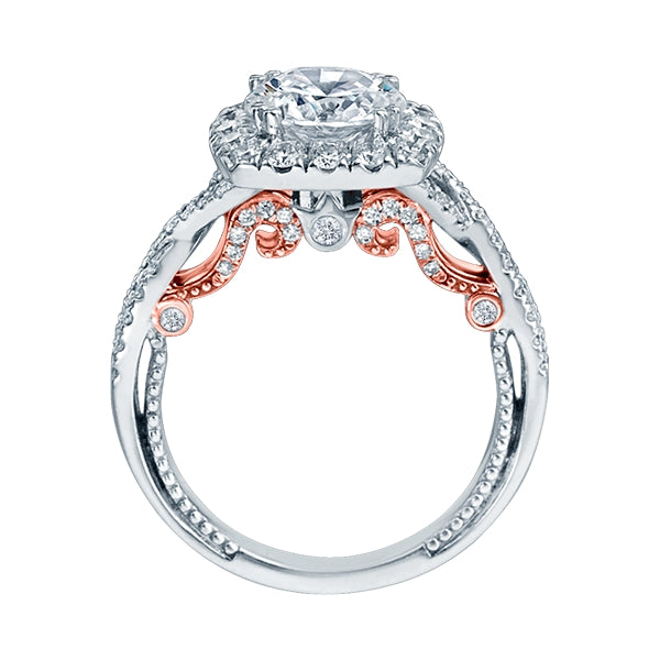 Verragio Insignia Collection White & Rose Gold Cushion Halo Engagement Ring - Diamond Semi-Mount Rings