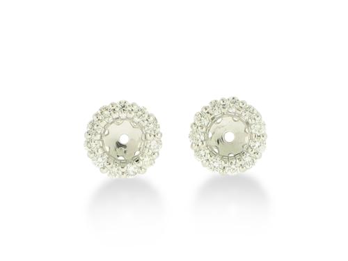 Ladies White Gold Halo Earring Enhancers - Diamond Earrings