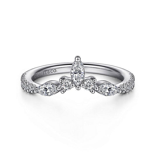 Gabriel & Co. 14 Karat White Gold Curved Wedding Band