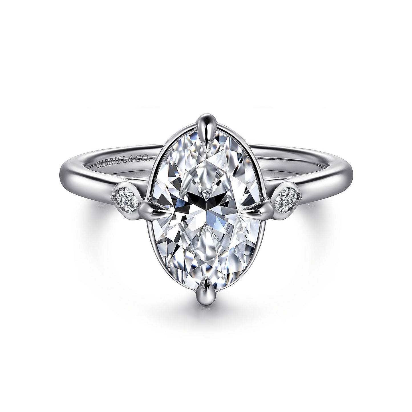 Gabriel & Co. Oval Three Stone Semi-Mount Engagement Ring
