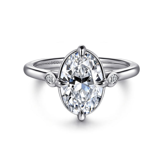 Gabriel & Co. Oval Three Stone Semi-Mount Engagement Ring