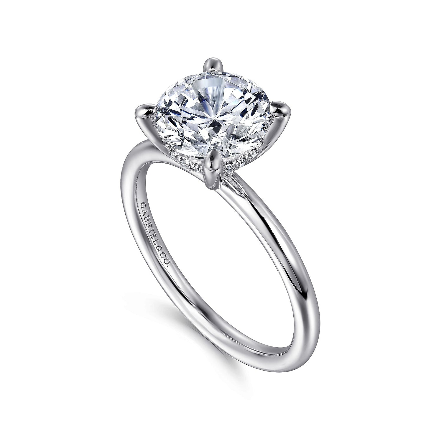 Gabriel & Co. 14 Karat White Gold Round Hidden Halo Polished Semi-Mount