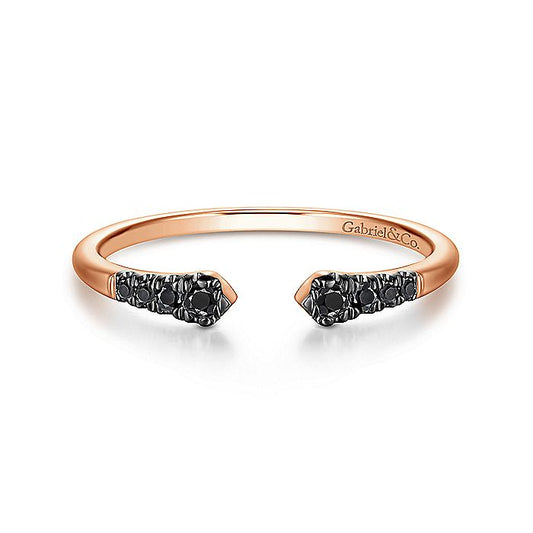 Gabriel & Co Rose Gold Split Black Diamond Stackable Ring - Diamond Fashion Rings - Women's