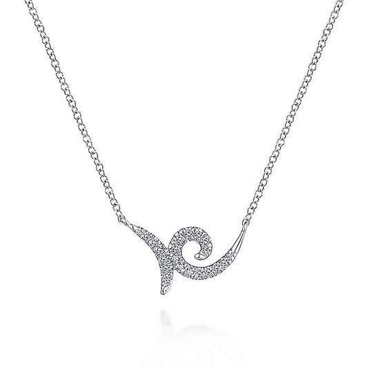Gabriel & Co White Gold Swirling Pave Diamond Necklace - Diamond Necklaces