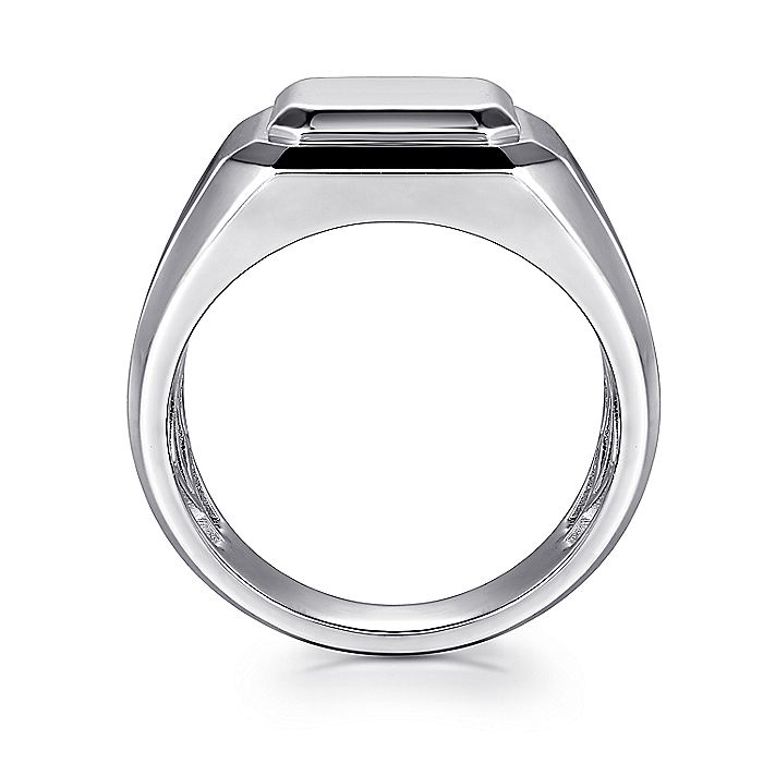 Gabriel & Co. Sterling Silver Wide Faceted Signet Ring