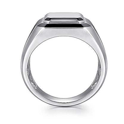 Gabriel & Co. Sterling Silver Wide Faceted Signet Ring