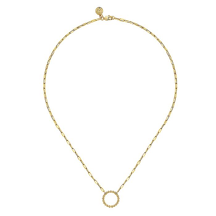 Gabriel & Co. 14 Karat Yellow Gold Bujukan Ball Circle Necklace Paperclip Chain - Gold Necklace