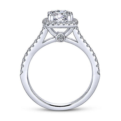 Gabriel & Co White Gold Cushion Halo Semi-Mount Engagement Ring