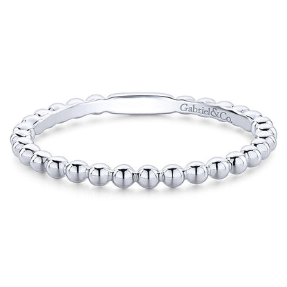 Gabriel & Co White Gold Bujukan Beaded Stackable Ring