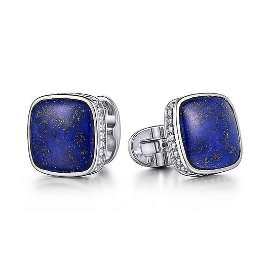 Gabriel & Co Sterling Silver Square Cufflinks with Lapis Stones