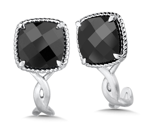 Pair of Ladies Colore|SG Sterling Silver Post Back Onyx Earrings
