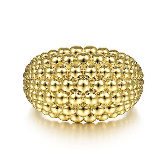 Gabriel & Co Yellow Gold Multi Row Bujukan Bead Ring - Gold Fashion Rings - Women's