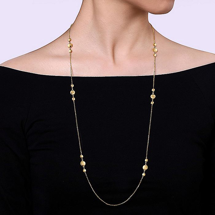 Gabriel & Co Yellow Gold Station Necklace
