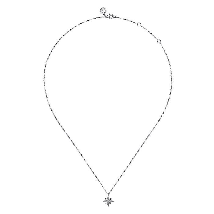 Gabriel & Co. Sterling Silver Diamond Star 17.5 Inch Necklace - Diamond Pendants