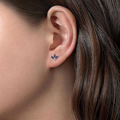 Gabriel & Co. White Gold Diamond and Sapphire Stud Earrings - Colored Stone Earrings
