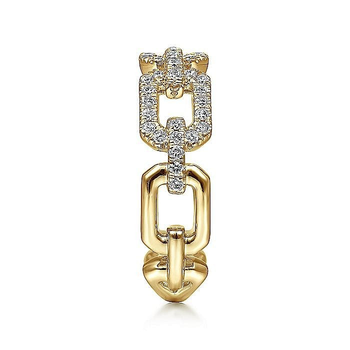 Gabriel & Co. Yellow Gold Pavé Diamond Chain Link Stackable Ring - Diamond Fashion Rings - Women's