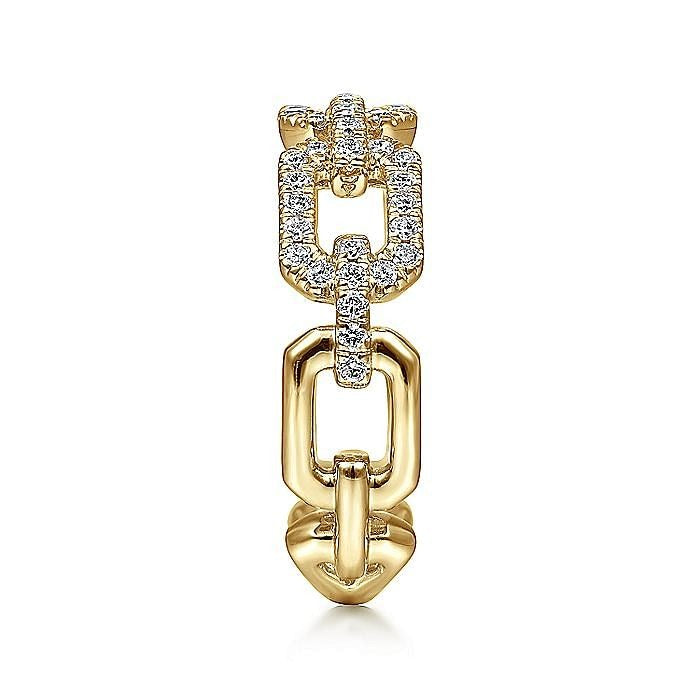 Gabriel & Co. Yellow Gold Pavé Diamond Chain Link Stackable Ring