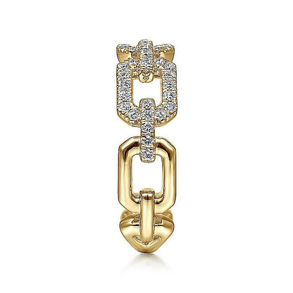 Gabriel & Co. Yellow Gold Pavé Diamond Chain Link Stackable Ring