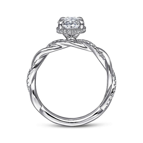 Gabriel & Co. White Gold Oval Hidden Halo Semi-Mount Engagement Ring