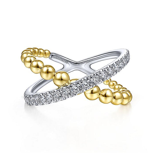 Gabriel & Co. White And Yellow Gold Diamond Fashion Ring