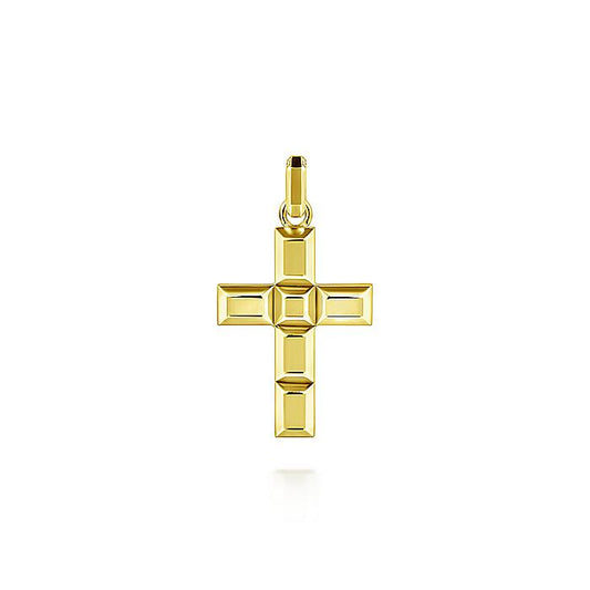 Gabriel & Co Yellow Gold Rectangular Station Cross Pendant