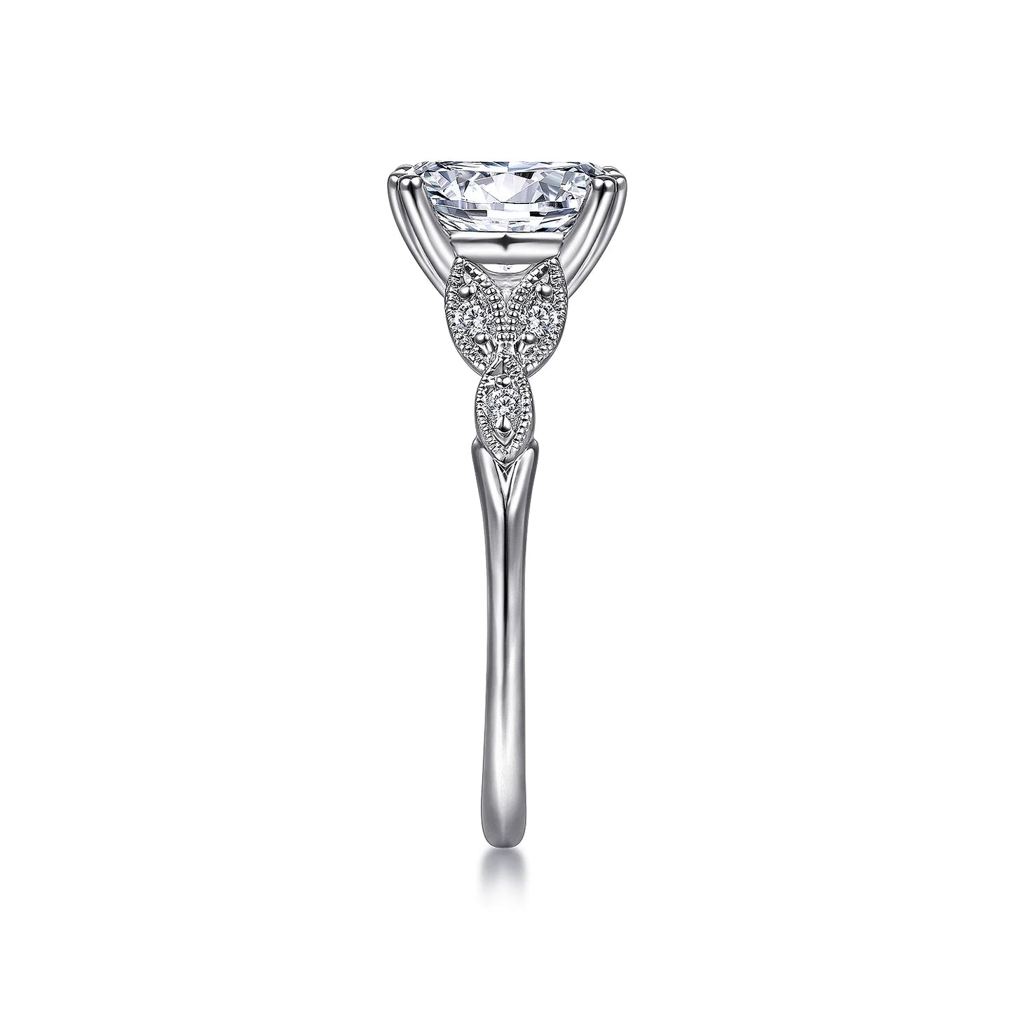 Gabriel & Co. - Celia - 14K White Gold Oval Diamond Engagement Ring - Diamond Semi-Mount Rings
