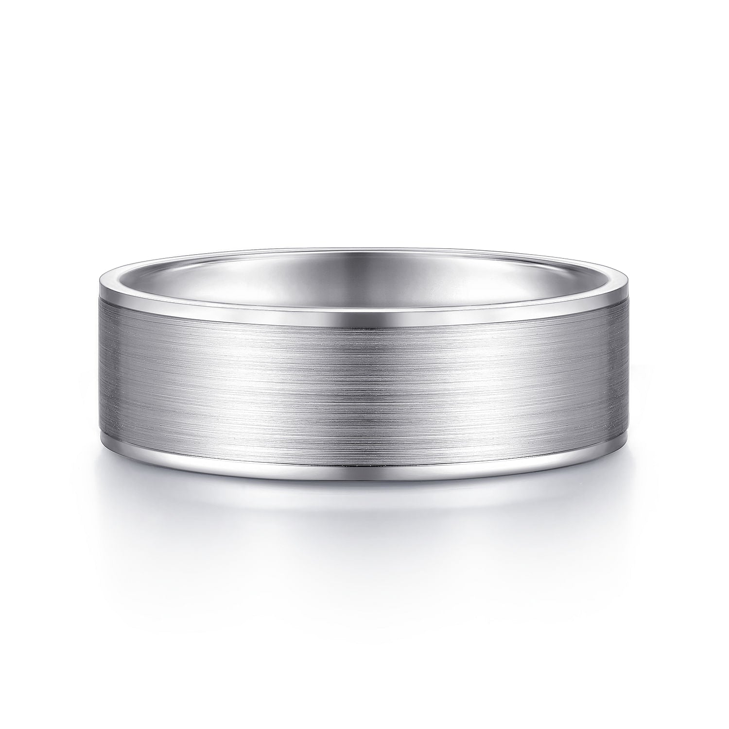 Gabriel & Co White Gold Wedding Band With A Satin Center And Polished Beveled Edges - Gold Wedding Bands - Men's