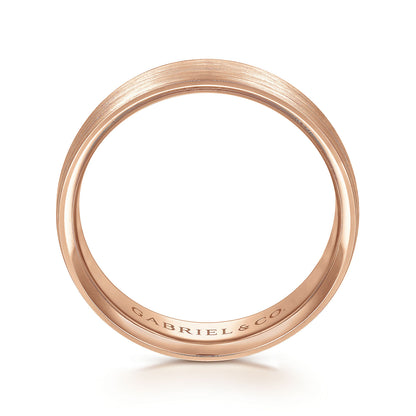 Gabriel & Co Rose Gold Wedding Band With A Satin Finish - Gold Wedding Bands - Men's