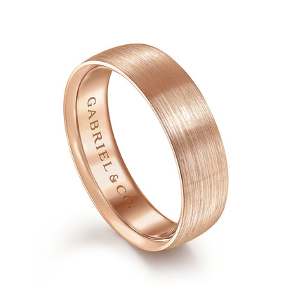 Gabriel & Co Rose Gold Wedding Band With A Satin Finish - Gold Wedding Bands - Men's