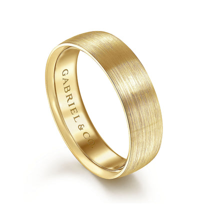 Gabriel & Co Yellow Gold Wedding Band With A Satin Finish - Gold Wedding Bands - Men's