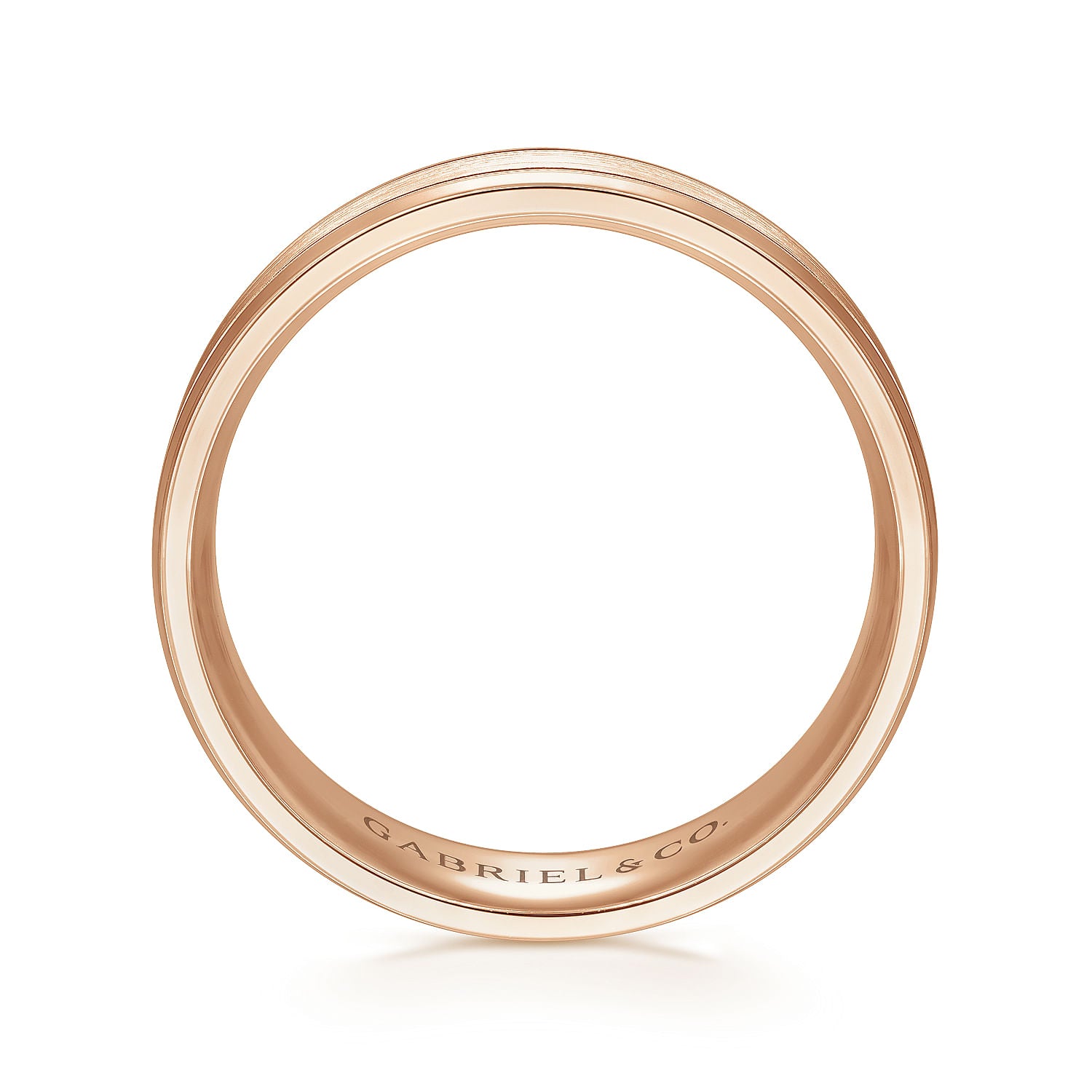 Gabriel & Co Rose Gold Wedding Band With A Satin Center And Milgrain Edge - Gold Wedding Bands - Men's
